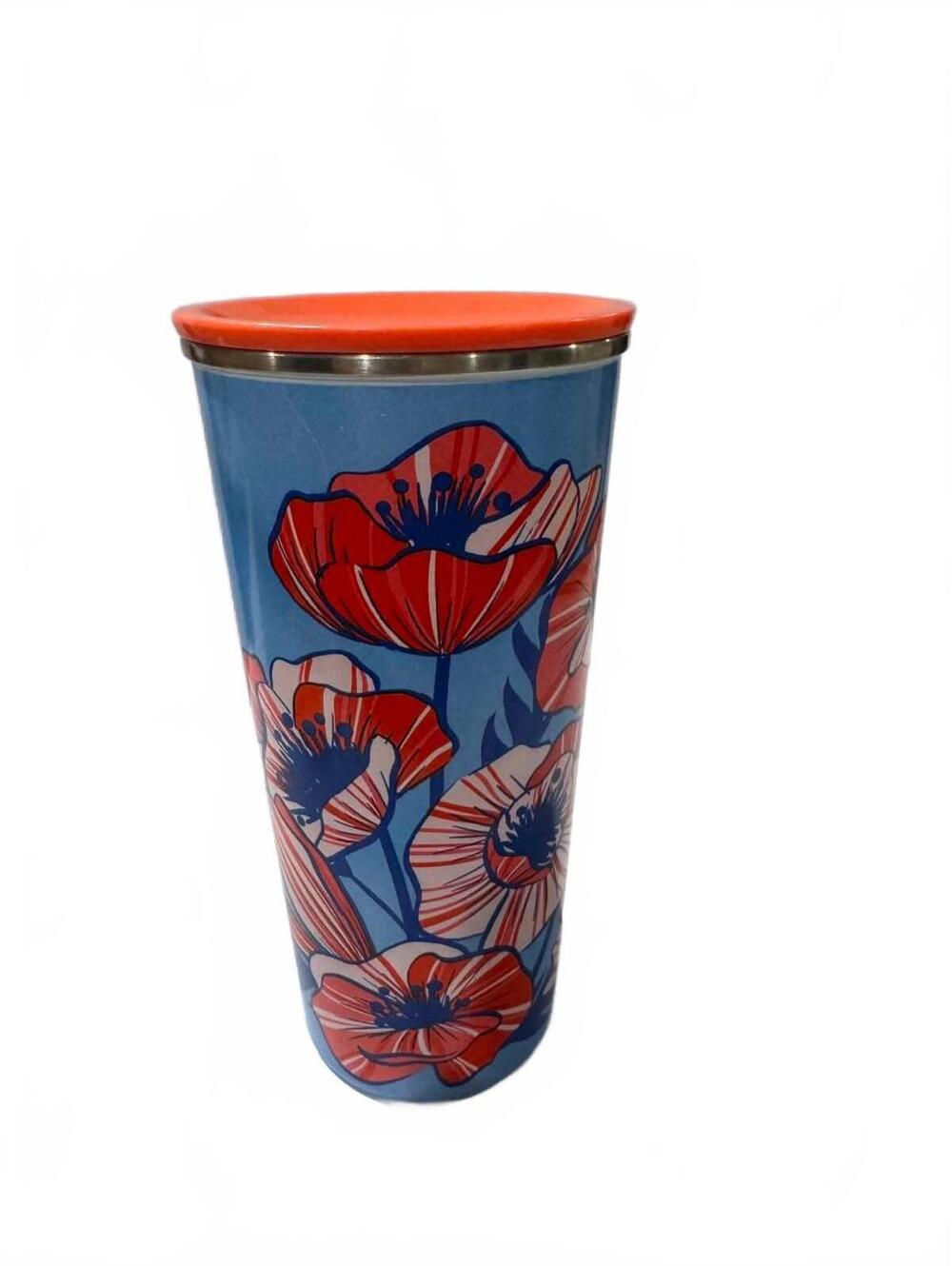 Starbucks Floral Travel Tumbler with Orange Lid